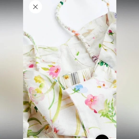 H&M Linen Blend Sweetheart MIDI dress - Picture 6 of 9